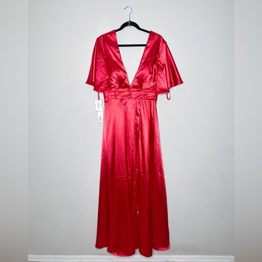 Hebeos Satin Red Formal Gown Size 12